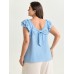 Textured Layered Flutter Sleeve Bowknot Blouse
