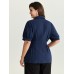 Cinched-Waist Pleated Collar Blouse