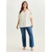3D Floral Sleeve Spliced Flowy Blouse