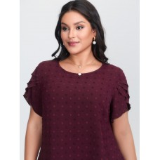 Textured Color Contrast Petal Sleeve Blouse
