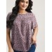 Floral Ruffle Sleeve Gathered Round Neck Blouse