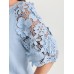 3D Floral Sleeve Spliced Flowy Blouse