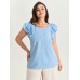 Textured Layered Flutter Sleeve Bowknot Blouse