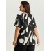Abstract Print Knotted Blouse