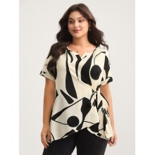 Abstract Print Knotted Blouse