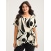 Abstract Print Knotted Blouse