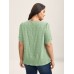 Textured Gathered Sleeve Split Neck Blouse
