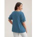 Cotton Square Neck Ruffled Sleeve Shirt