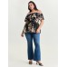 Large Floral Print Cold-Shoulder Blouse