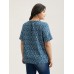 Floral Ruffle Sleeve Gathered Round Neck Blouse