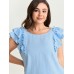 Textured Layered Flutter Sleeve Bowknot Blouse