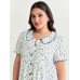 Floral Embroidery Pleated Button-Front Blouse