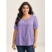 Textured Gathered Sleeve Split Neck Blouse