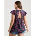 Bright Floral Texture Open-Back Blouse Bright Floral Texture Open-Back Blouse