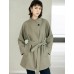Textured Stand Collar Mid-Length Minimalist Trench Coat