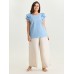 Textured Layered Flutter Sleeve Bowknot Blouse