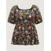 Floral Square Neck Fit and Flare Blouse