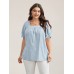 Cotton Square Neck Ruffled Sleeve Shirt