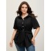 Knotted Front Asymmetrical Hem Blouse