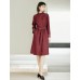 Floral Cuff Stand-Up Collar Belted Trench Coat