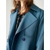 Blue Double-Breasted Trench Coat Blue Double-Breasted Trench Coat