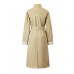 Floral Cuff Stand-Up Collar Belted Trench Coat