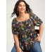 Floral Square Neck Fit and Flare Blouse