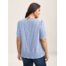 Textured Gathered Sleeve Split Neck Blouse