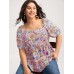 Floral Square Neck Fit and Flare Blouse