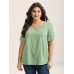 Textured Gathered Sleeve Split Neck Blouse