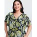 Floral Print Ruffled Edges Blouse