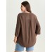 Lace Trim Neckline Tab Sleeve Blouse