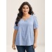 Textured Gathered Sleeve Split Neck Blouse