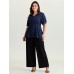 Cinched-Waist Pleated Collar Blouse