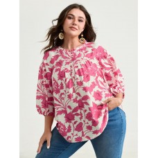 Sweet Floral Print Button Front Blouse Sweet Floral Print Button Front Blouse