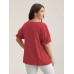 Cotton Square Neck Ruffled Sleeve Shirt