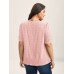 Textured Gathered Sleeve Split Neck Blouse