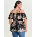 Large Floral Print Cold-Shoulder Blouse