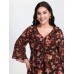 Floral Print Ruffled Neckline Blouse Floral Print Ruffled Neckline Blouse