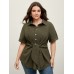 Knotted Front Asymmetrical Hem Blouse