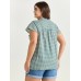 Cotton Check Print Ruffled Sleeve Blouse Cotton Check Print Ruffled Sleeve Blouse