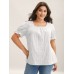 Cotton Square Neck Ruffled Sleeve Shirt