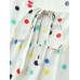 Colorful Polka Dots Drawstring Ruched Blouse