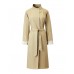 Floral Cuff Stand-Up Collar Belted Trench Coat